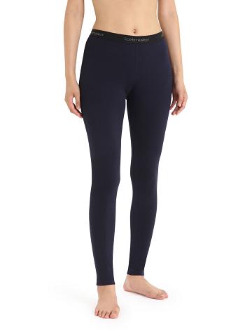 Midnight Navy Icebreaker Merino 200 Oasis Thermal Women's Leggings | AU 1549QMAZ